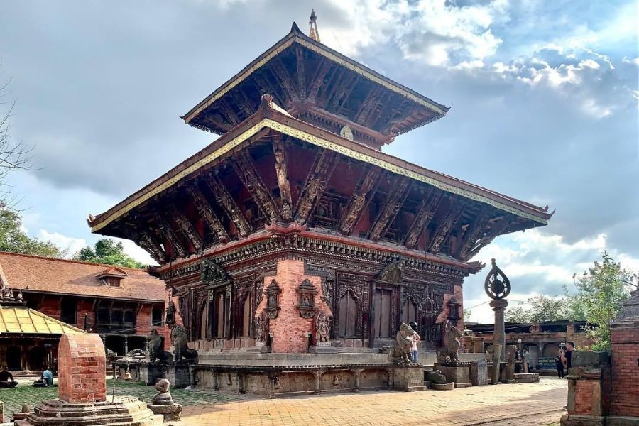 Ancient Chagunarayan temple with intricate wood carvings in Kathmandu Valley